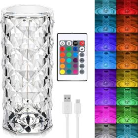Rose Table Lamp; Crystal Lamp; Table Lamp; 16 Colors RGB With Touch&Remote Control; USB Rechargeable; 2000mah Battery; Romantic Atmosphere Light