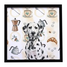 Dalmatian Coffee Bar Framed Metal Print Bathroom, Kitchen, Office, Home Decor Wall Art Ready to Hang, Square, 8X8