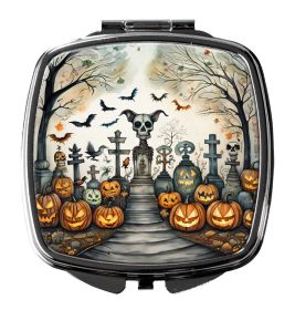 Pet Cemetery Spooky Halloween Compact Mirror Decorative Travel Makeup Mirror for Women Girls Gifts Pocket Makeup Mirror Folding Handheld