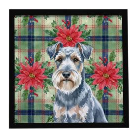 Blue Lakeland Terrier Christmas PoinsettIas Framed Metal Print Bathroom, Kitchen, Office, Home Decor Wall Art Ready to Hang, Square, 8X8