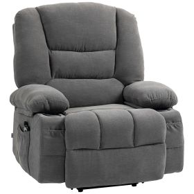 HOMCOM Power Lift Chair, Electric Recliner Chair with Vibration Massage, Heat, Side Pockets, Quick Assembly, Charcoal Gray