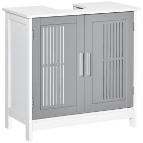 kleankin Under Sink Pedestal Storage Bathroom Cabinet, Gray White