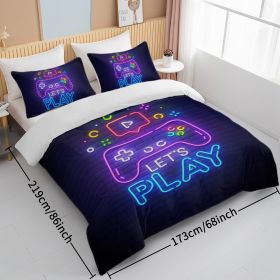 Gaming Duvet Cover Set Twin Full Queen King Size Video Game Controller Bedding Set, Boys Video Games Comforter Cover With 2 Pillow Shams, Bed Set (Option: Twin-Blackish purple)