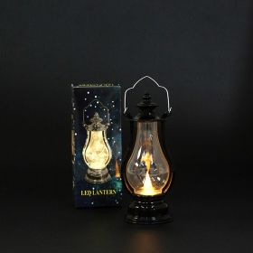 1pc Retro Portable Flameless Candle Lamp; LED Luminous Night Light Creative Small Oil Lamp; Holiday Decoration Ornament; Creative Atmosphere Lamp (Color: Wick Black)