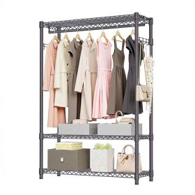 3 Tier Heavy Duty Rolling Garment Rack Wire Clothes Rack for Hanging Clothes (Color: Grey+without wheels)