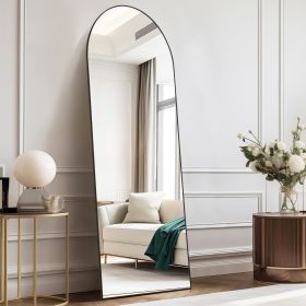 Floor Standing Mirror, Wall Mirror with Stand Aluminum Alloy Thin Frame,21''*64'' (Color: Black)