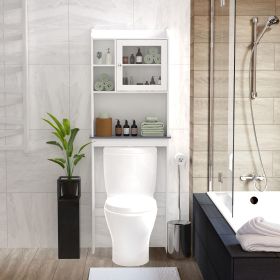 Modern Over The Toilet Space Saver Organization Wood Storage Cabinet for Home, Bathroom (Color: White, Material: MDF)