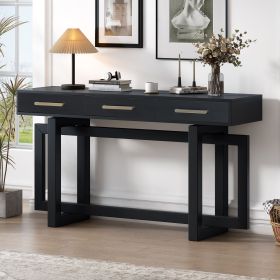 Elegant Console Table with Three Drawers, Extra Long Entryway Table for Entryway, Hallway, Living Room, Foyer, Corridor (Color: Black, Material: MDF)