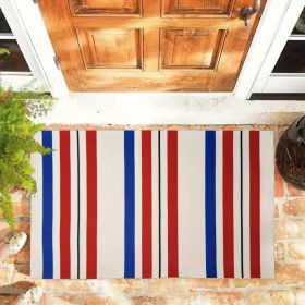 home decor Patriotic family door mat, indoor and outdoor anti-slip entrance mat, red, white and blue patriotic patterns, beautiful and eternal (Color: 30in x 18in)